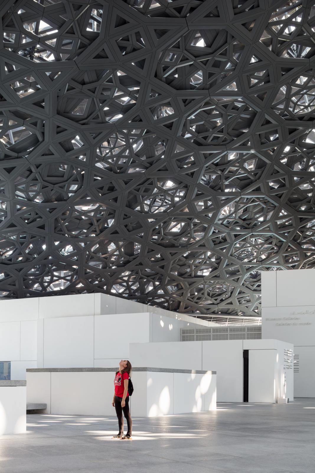 Photograph of Louvre Abu Dhabi, designed by Ateliers Jean Nouvel and located in Abu Dhabi, United Arab Emirates