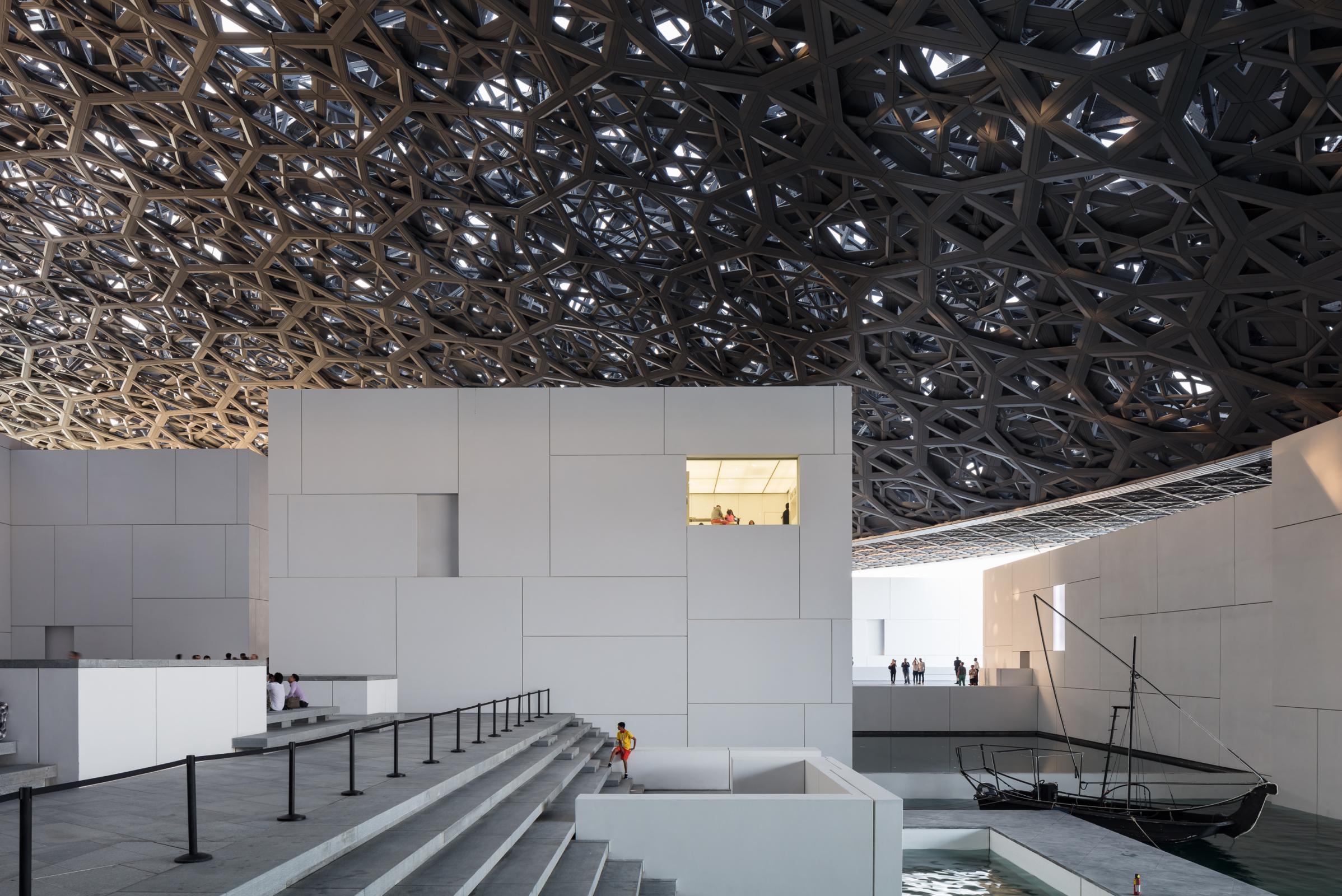 Photograph of Louvre Abu Dhabi, designed by Ateliers Jean Nouvel and located in Abu Dhabi, United Arab Emirates