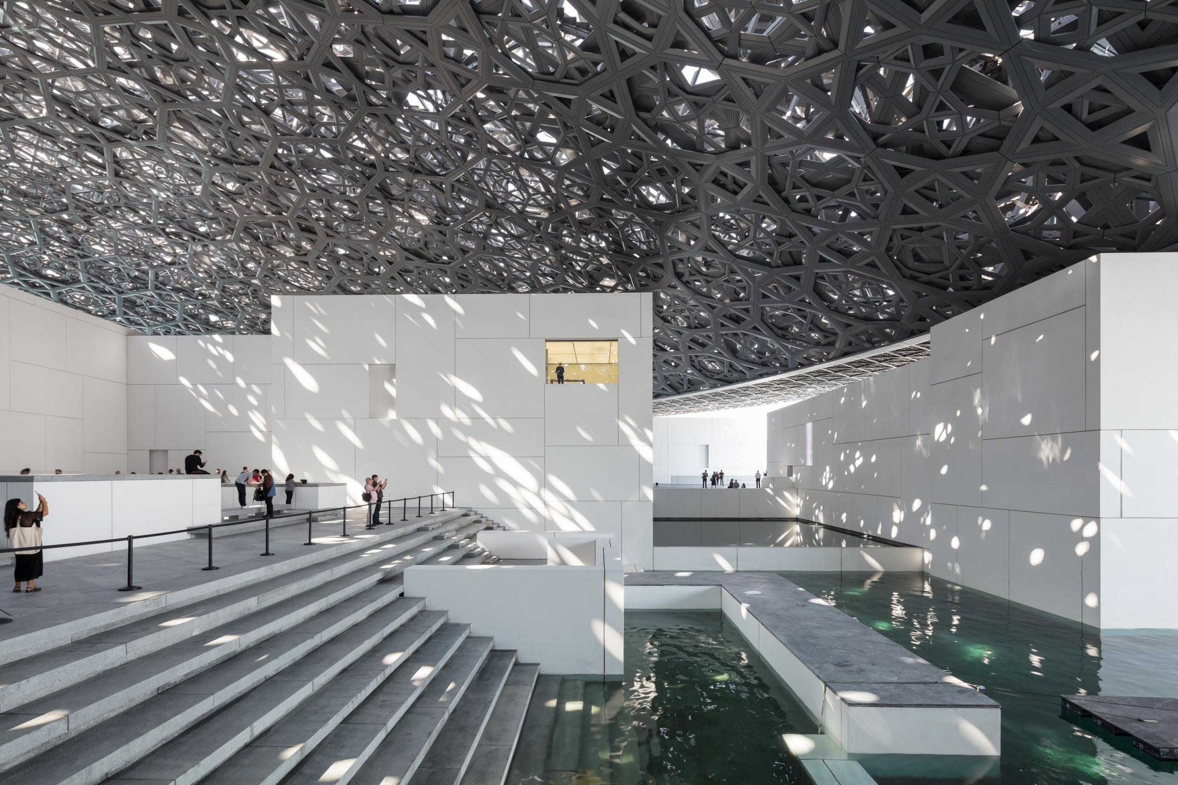 Photograph of Louvre Abu Dhabi, designed by Ateliers Jean Nouvel and located in Abu Dhabi, United Arab Emirates