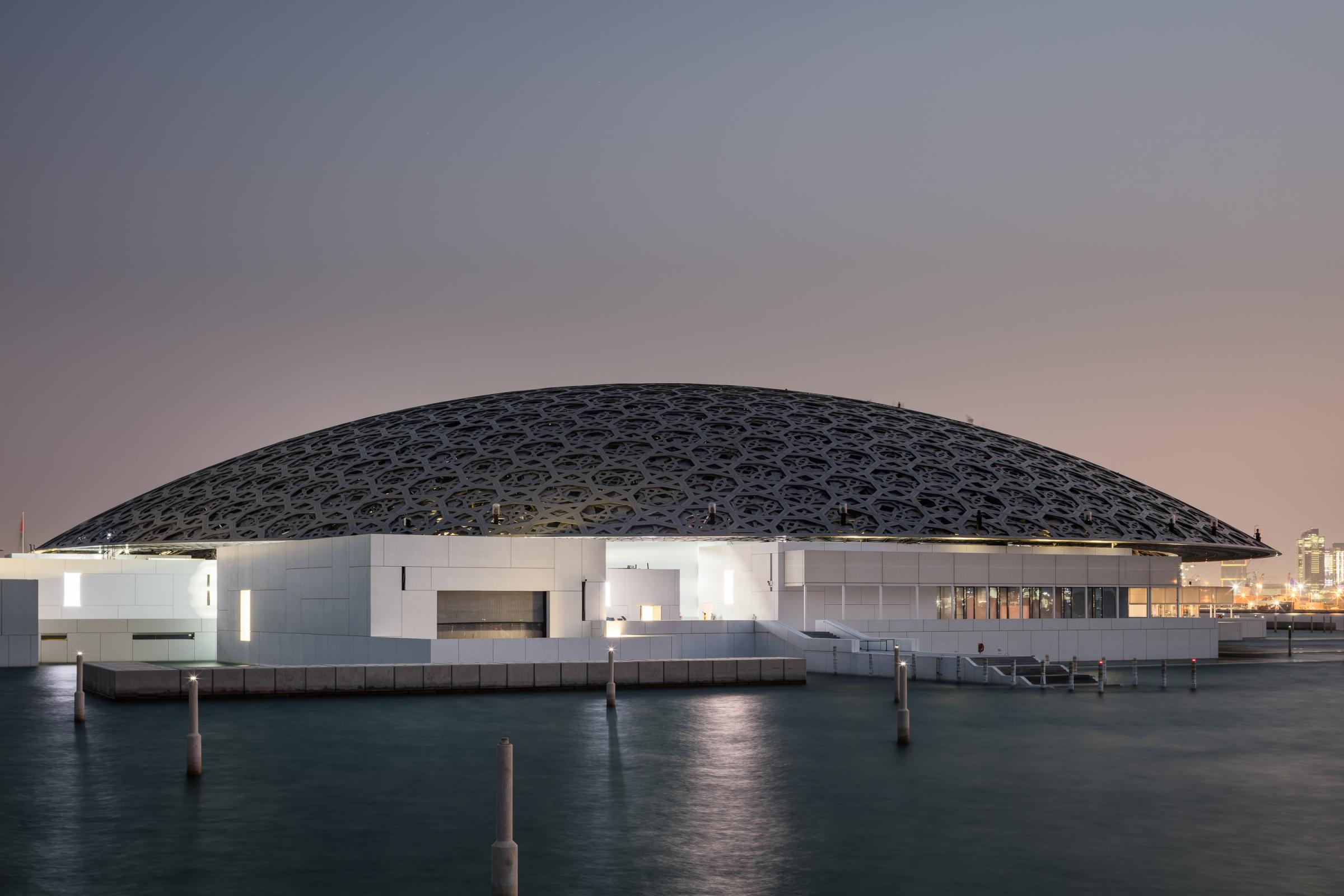 Photograph of Louvre Abu Dhabi, designed by Ateliers Jean Nouvel and located in Abu Dhabi, United Arab Emirates