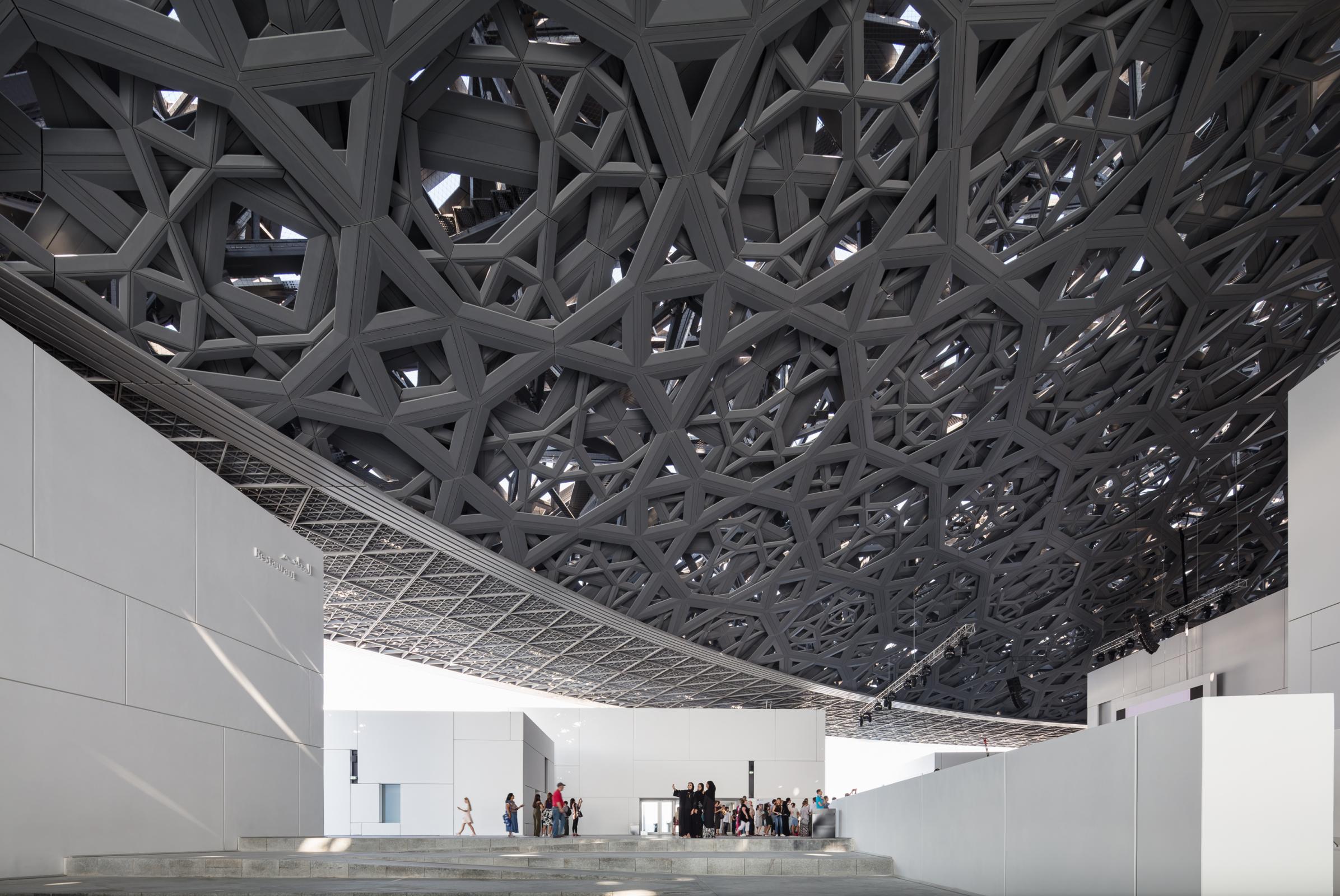 Photograph of Louvre Abu Dhabi, designed by Ateliers Jean Nouvel and located in Abu Dhabi, United Arab Emirates