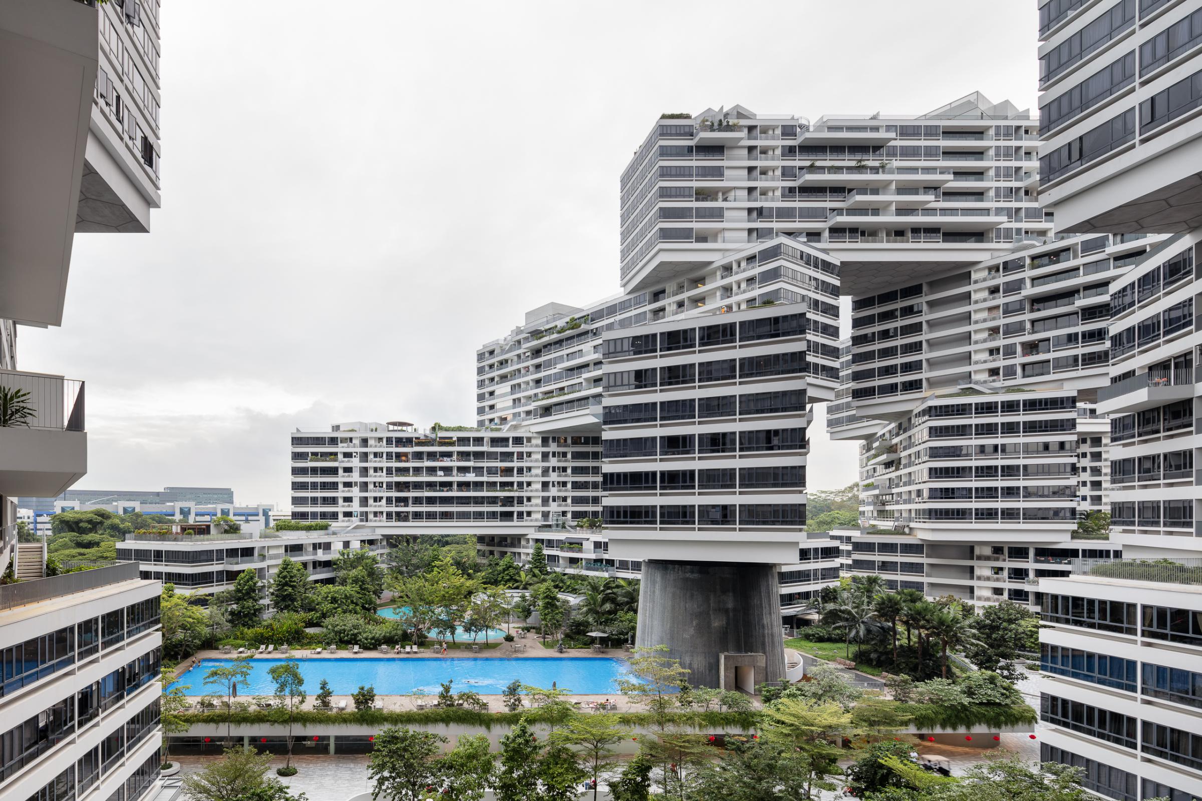Photograph of The Interlace, designed by OMA / Ole Scheeren and located in Singapore
