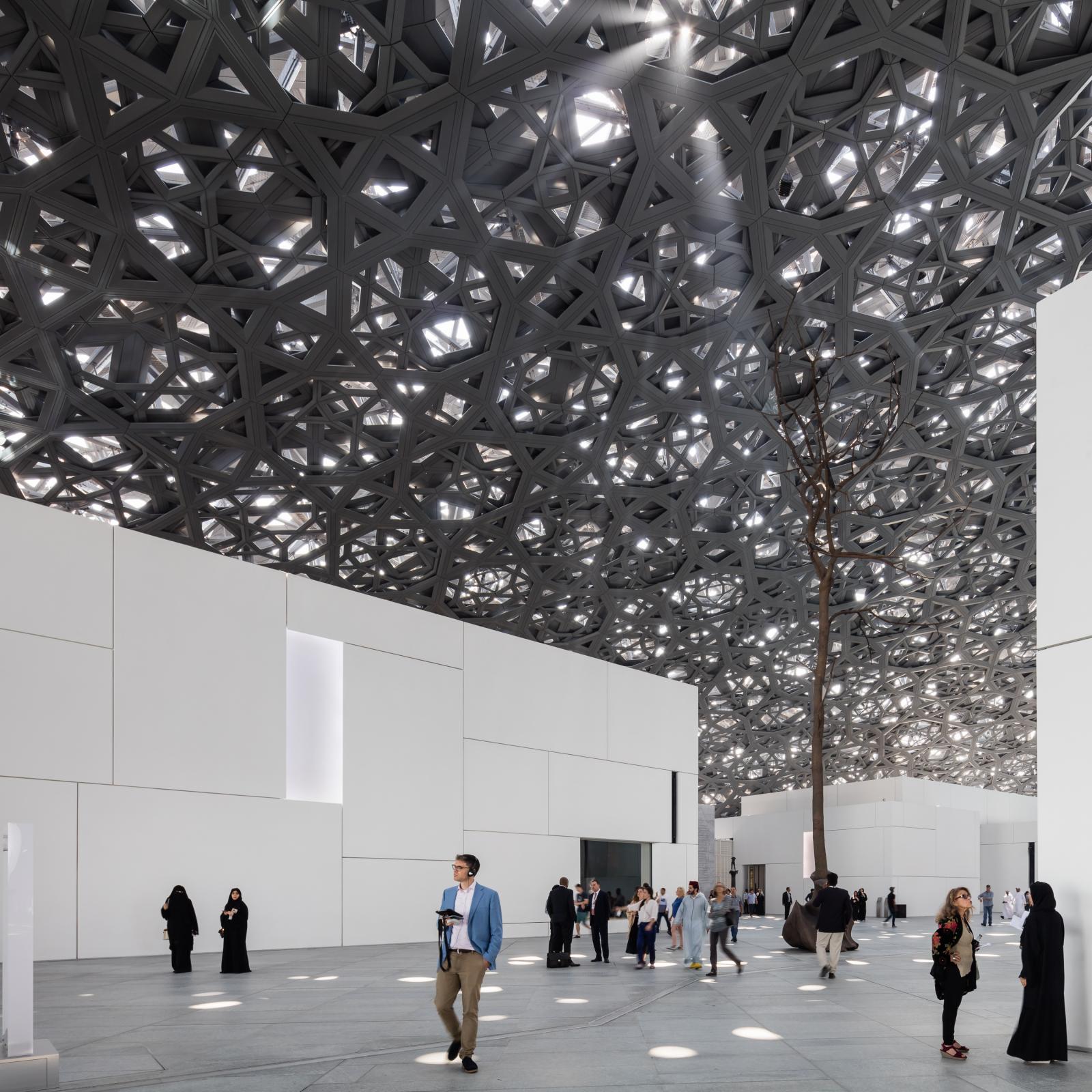 Photograph of Louvre Abu Dhabi, designed by Ateliers Jean Nouvel and located in Abu Dhabi, United Arab Emirates