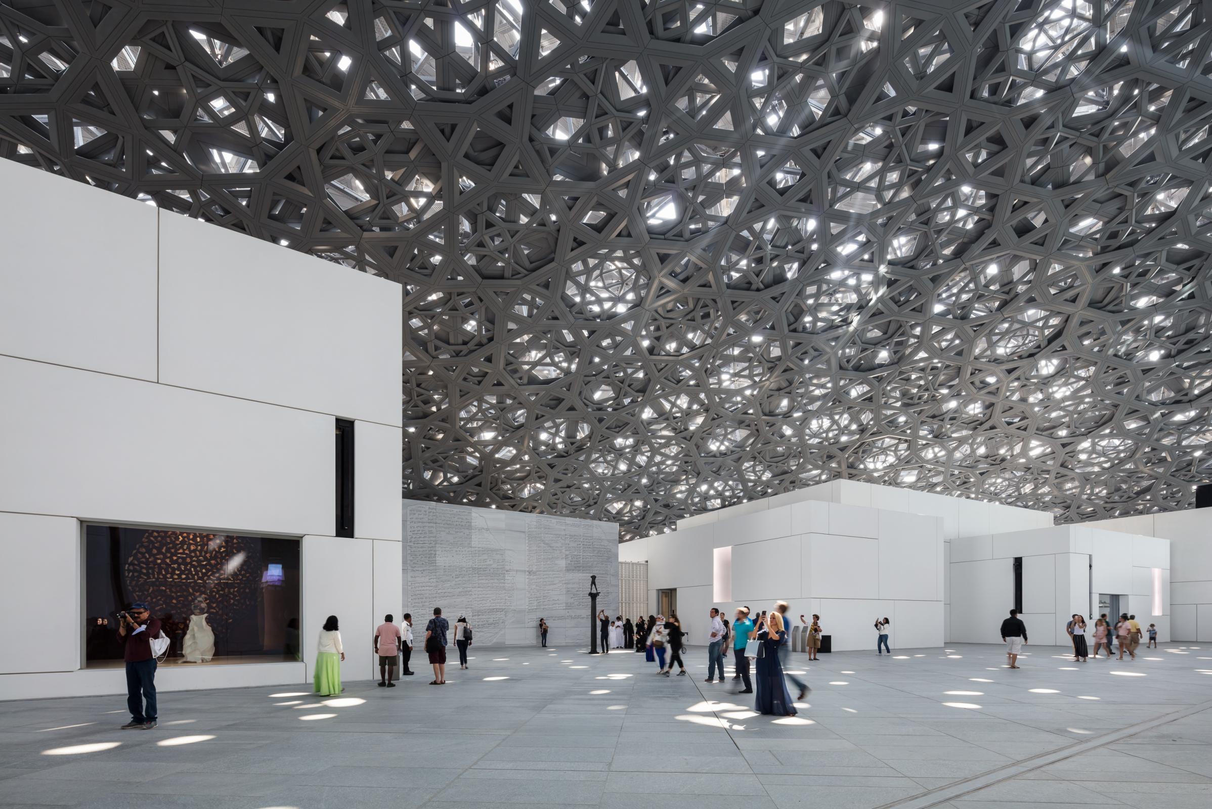 Photograph of Louvre Abu Dhabi, designed by Ateliers Jean Nouvel and located in Abu Dhabi, United Arab Emirates