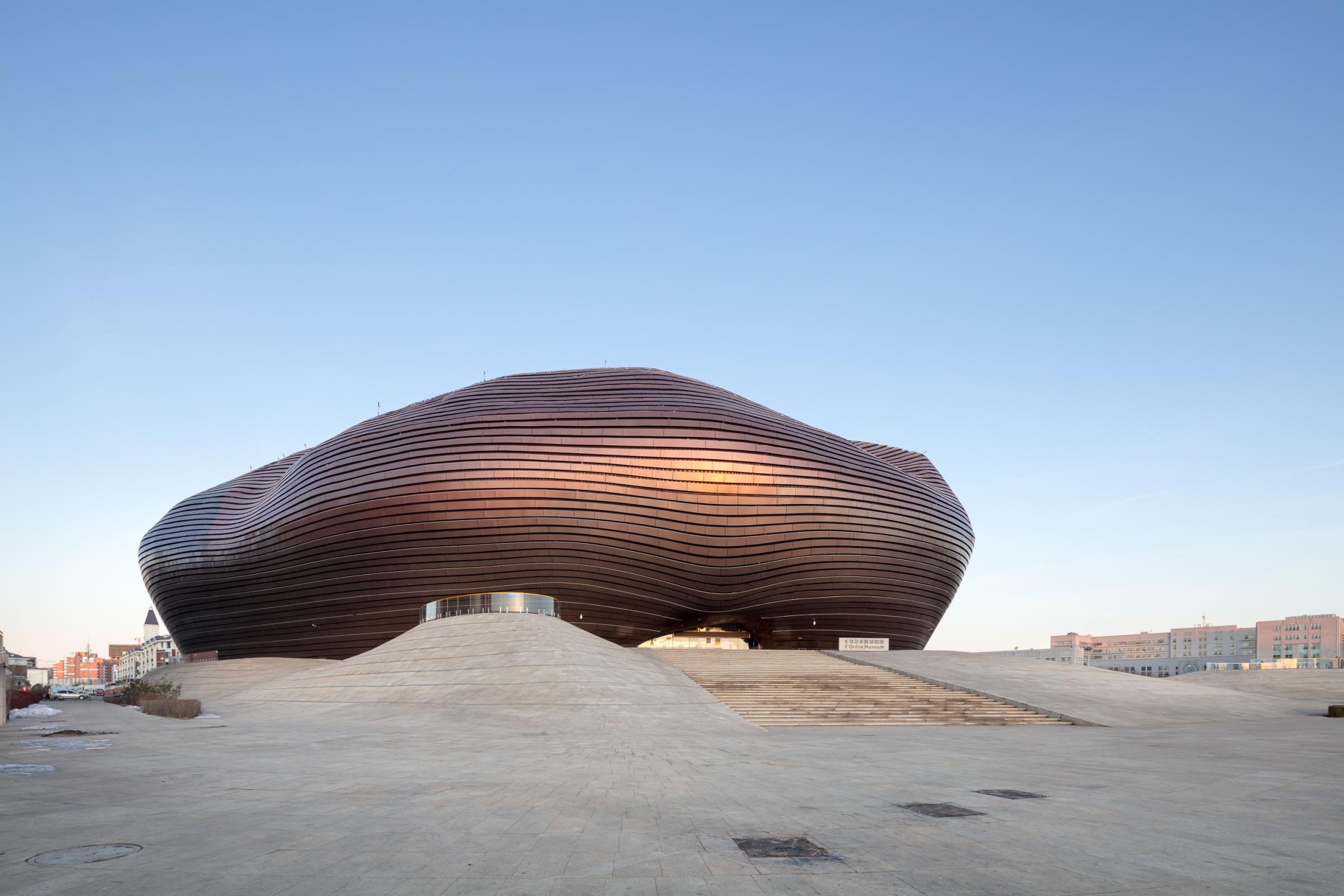 Photograph of Ordos Museum, designed by MAD Architects and located in Ordos, China