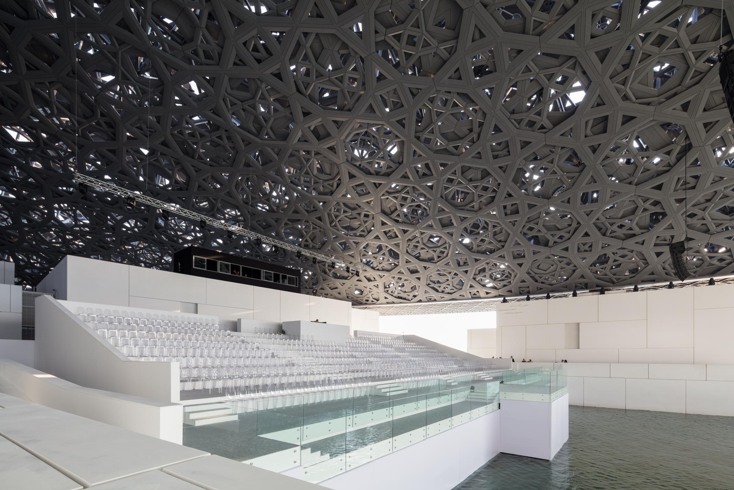 Photograph of Louvre Abu Dhabi, designed by Ateliers Jean Nouvel and located in Abu Dhabi, United Arab Emirates