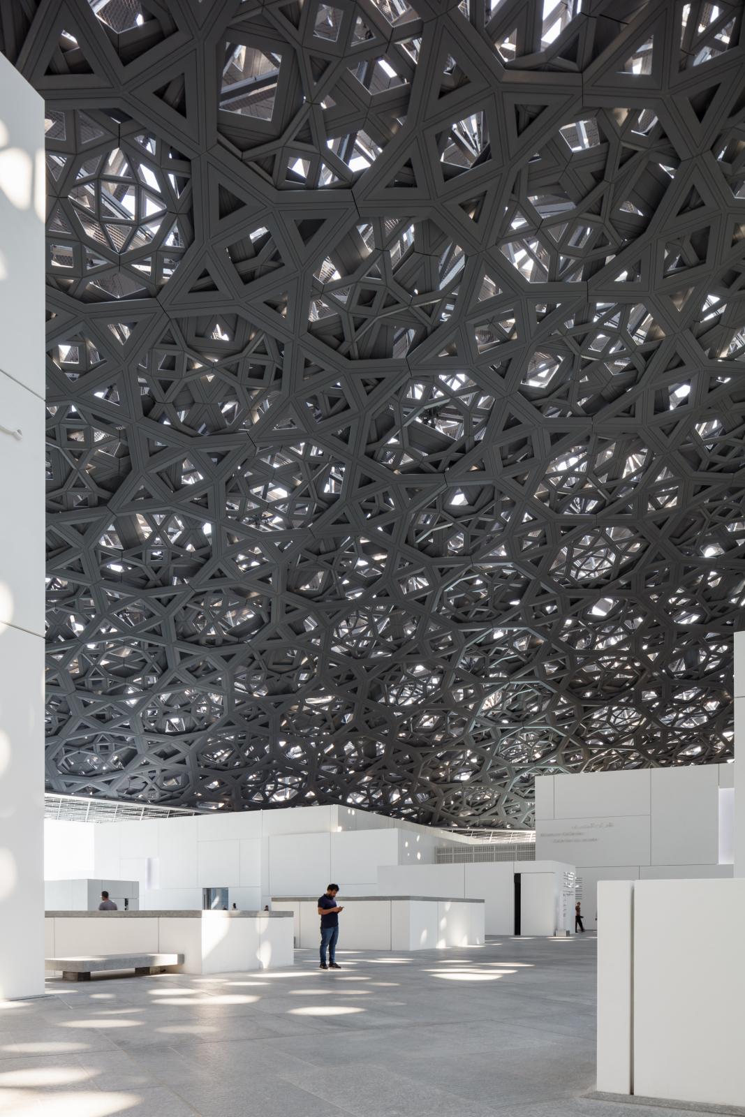 Photograph of Louvre Abu Dhabi, designed by Ateliers Jean Nouvel and located in Abu Dhabi, United Arab Emirates