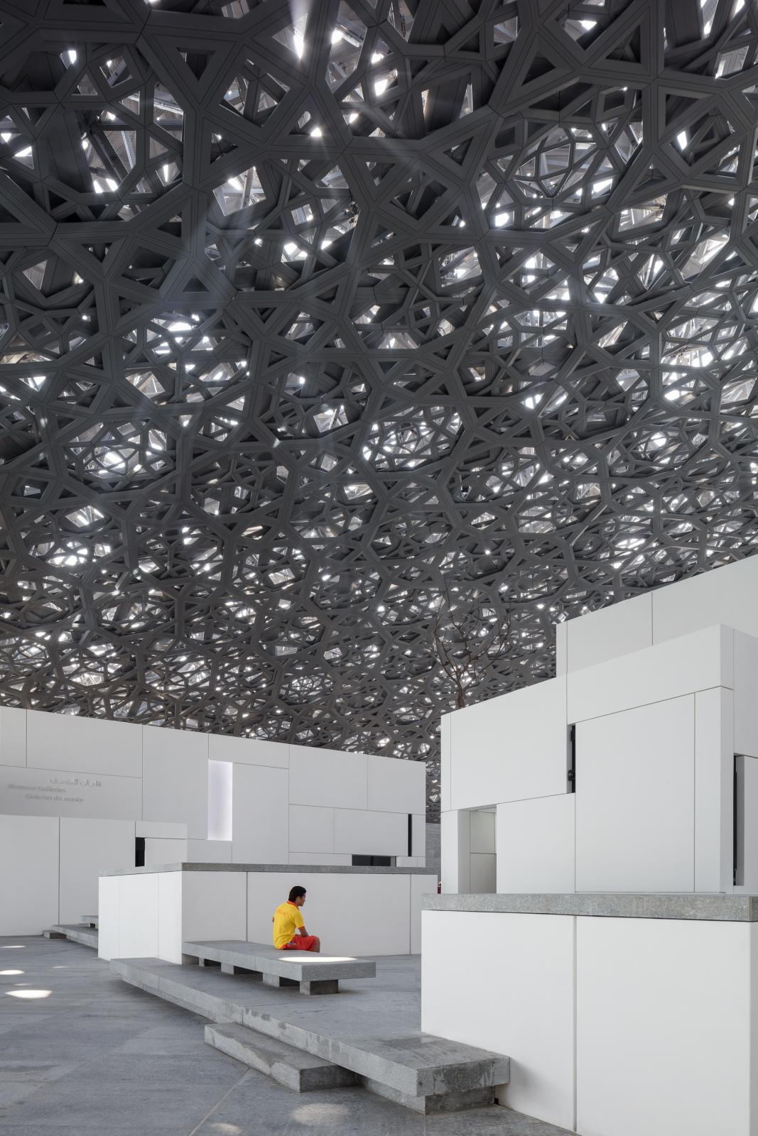 Photograph of Louvre Abu Dhabi, designed by Ateliers Jean Nouvel and located in Abu Dhabi, United Arab Emirates